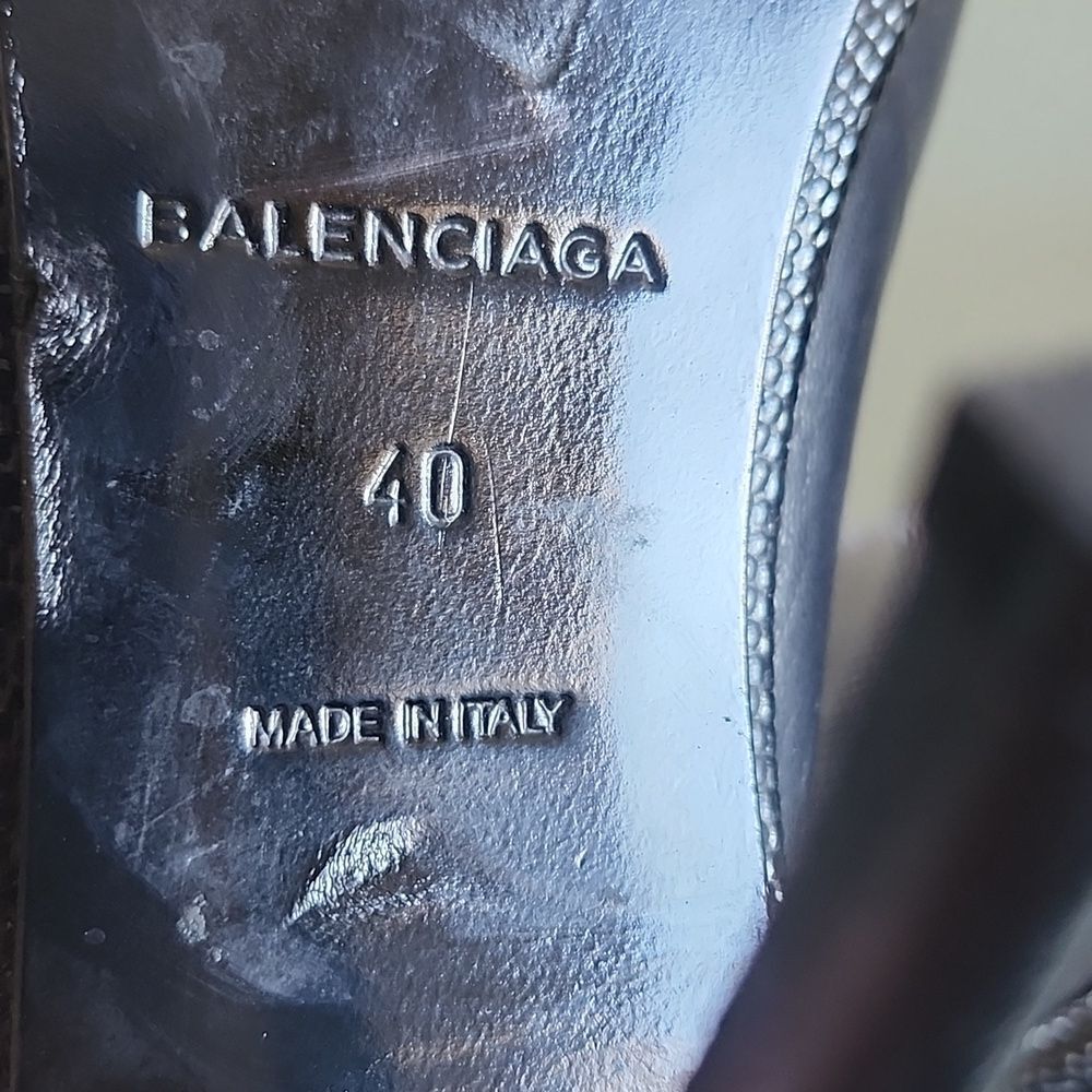 Balenciaga Leather Slingback Peep Toe Chic Y2K Heels Size 40 - Picture 11 of 12